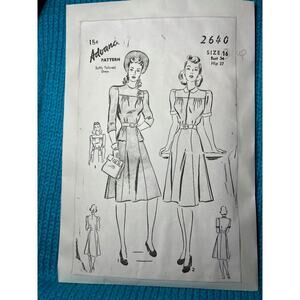 Advance pattern 2640 Dress 1940s fit and flare peplum size 16
